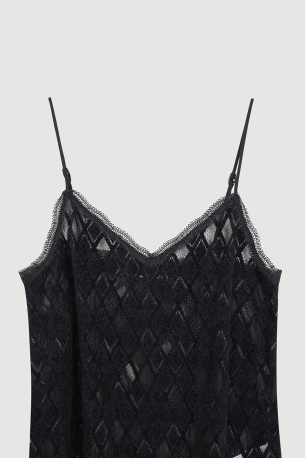 LUCKY CHOUETTE - 민소매 원피스 - [Atelier] Lace Frill Slip Dress (black)