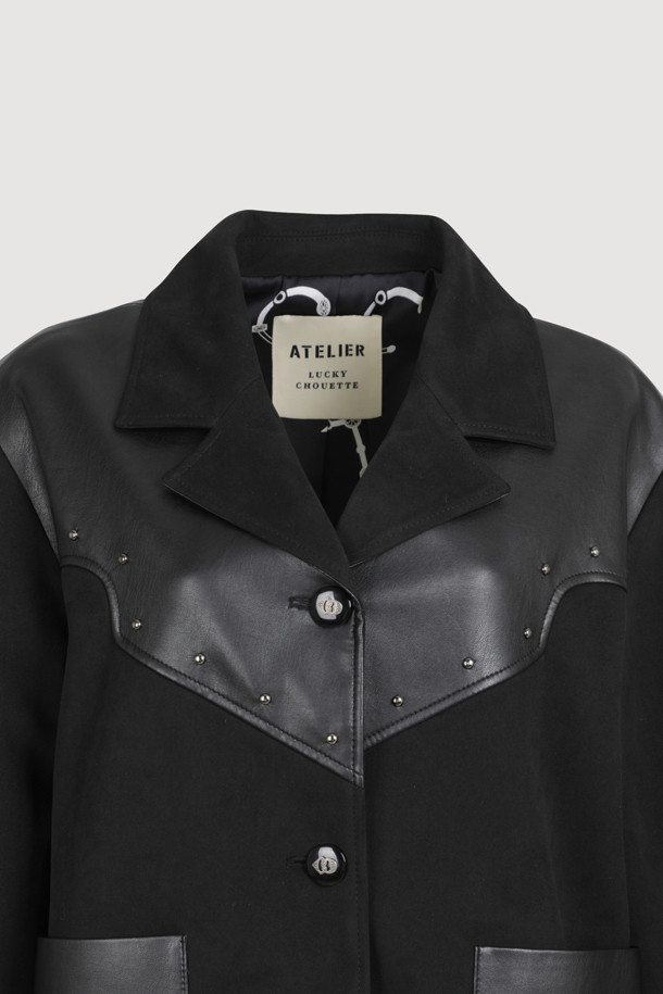 LUCKY CHOUETTE - 자켓 - [Atelier] Leather Pocket Suede Jacket (black)