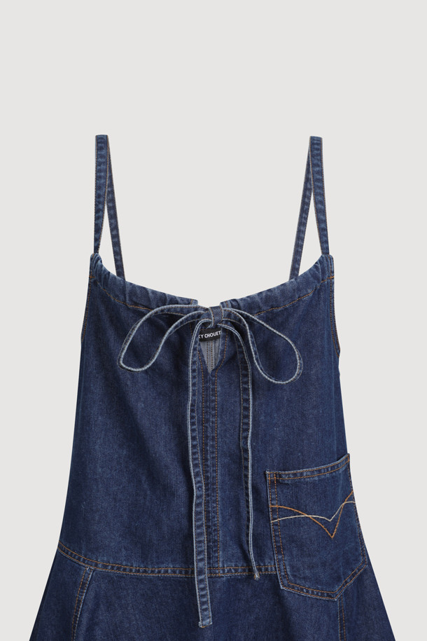 LUCKY CHOUETTE - 블라우스 - Layered Denim Top (dark blue)