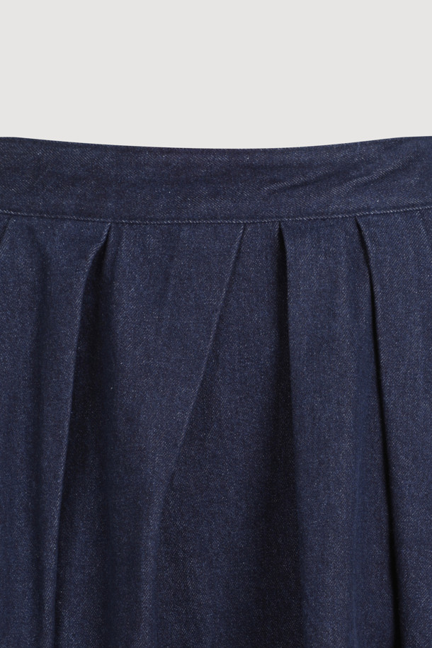 LUCKY CHOUETTE - 데님 - [Atelier] Key Embroidery Volume Denim Skirt (blue)