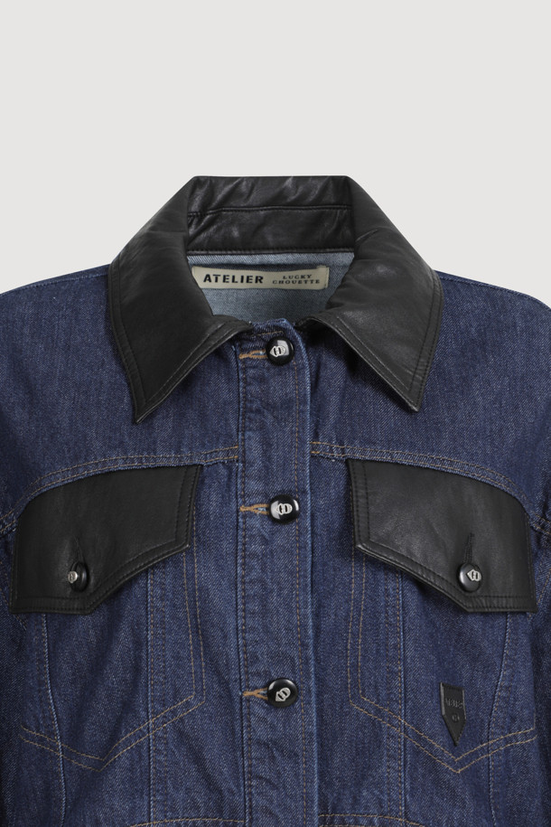 LUCKY CHOUETTE - 블라우스 - [Atelier] Leather Colored Denim Shirt (blue)