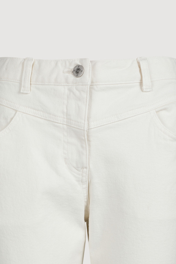 LUCKY CHOUETTE - 롱/미디팬츠 - [Atelier] Back Banding Napping Skinny Denim Pants (ivory)