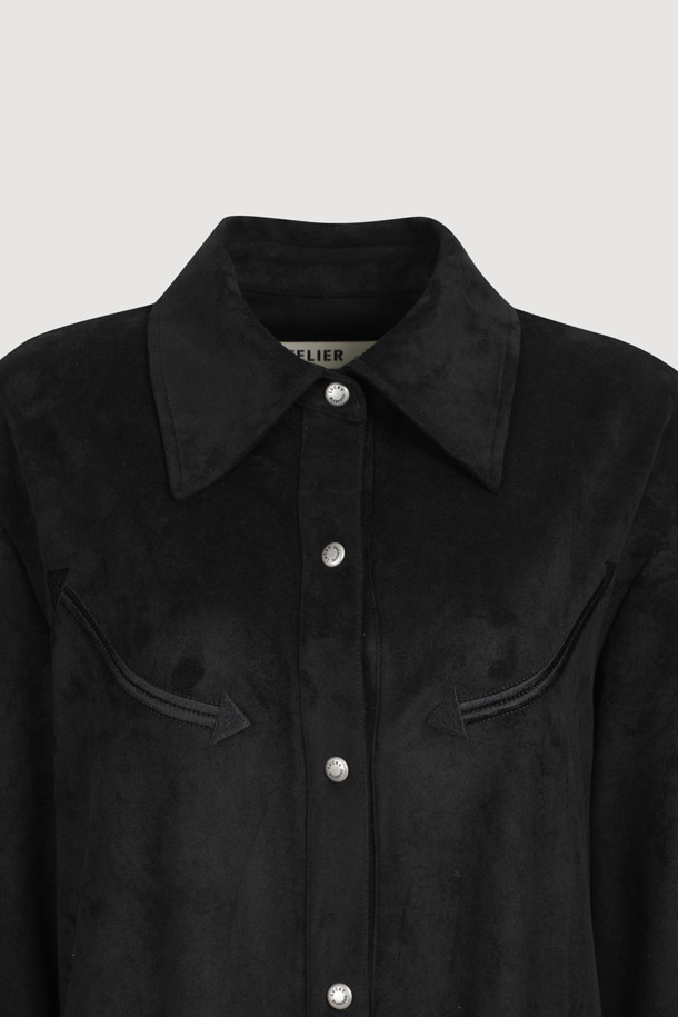 LUCKY CHOUETTE - 블라우스 - [Atelier] Suede Shirt Blouse (black)