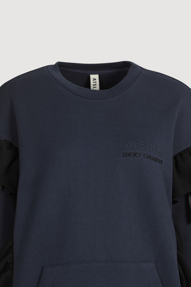 LUCKY CHOUETTE - 스웻셔츠 - [Atelier] Frill Point Long Sleeve T-Shirt (dark navy)