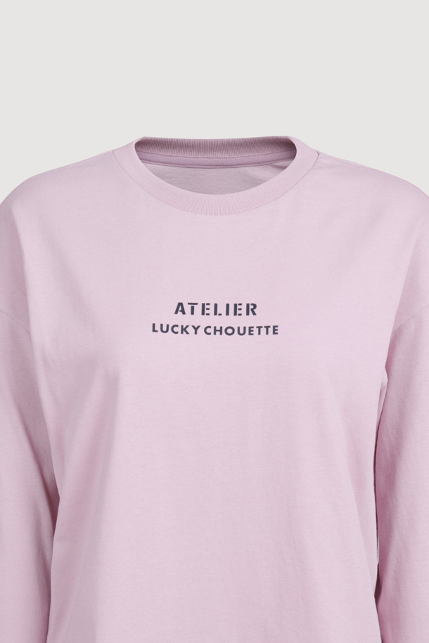 LUCKY CHOUETTE - 긴소매 티셔츠 - [Atelier] Printed Long-Sleeve Crop T-Shirt (pink)