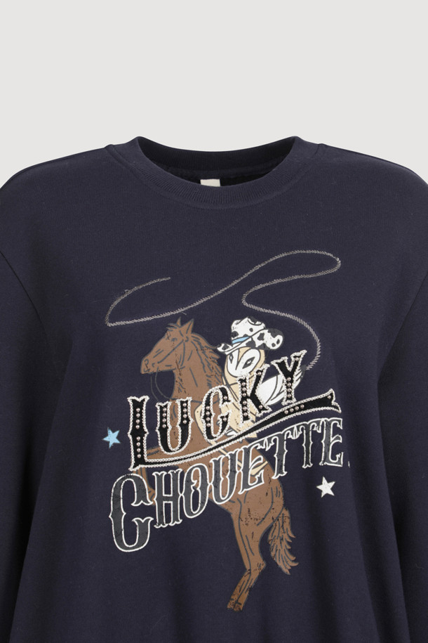 LUCKY CHOUETTE - 긴소매 티셔츠 - [Atelier] Chouette Point Sweatshirt (dark navy)