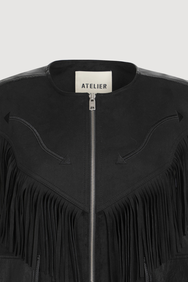 LUCKY CHOUETTE - 베스트 - [Atelier] Fringe Suede Vest (black)