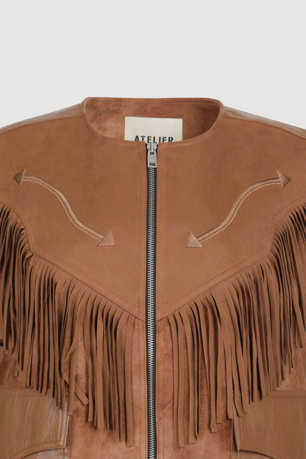 LUCKY CHOUETTE - 베스트 - [Atelier] Fringe Suede Vest (camel)