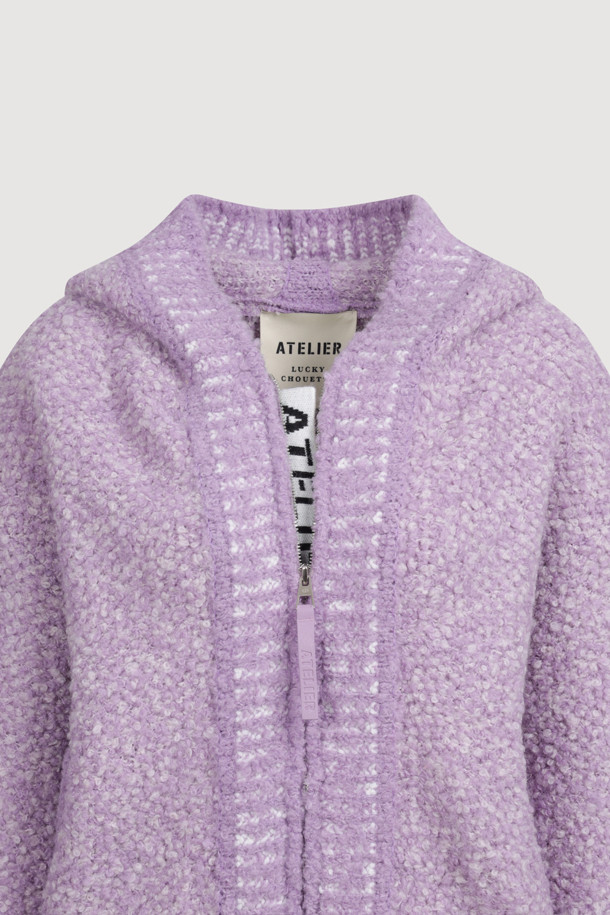 LUCKY CHOUETTE - 가디건 - [Atelier] Boucle Knit Hooded Cardigan (violet)