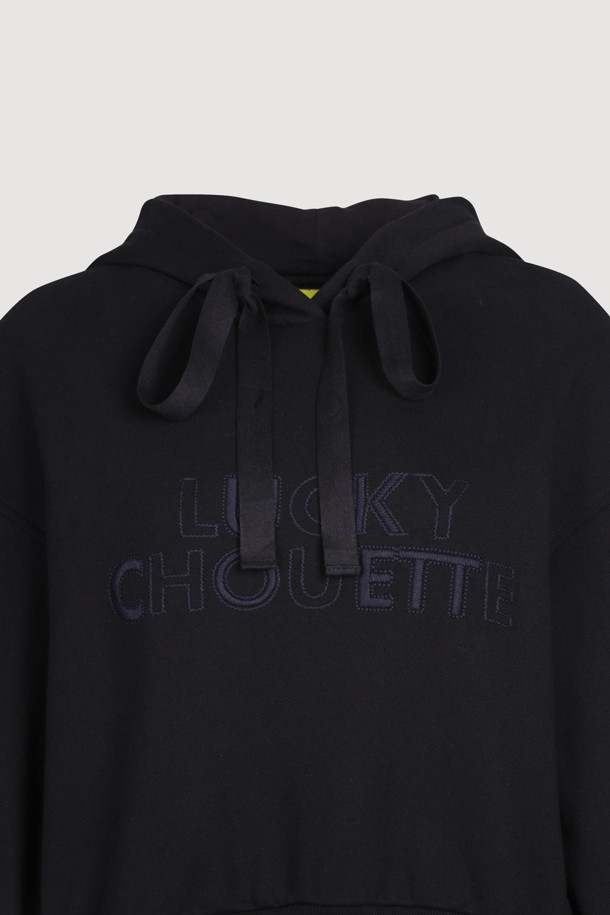 LUCKY CHOUETTE - 티셔츠 - Logo Embroidery Cropped Hoodie T-shirt