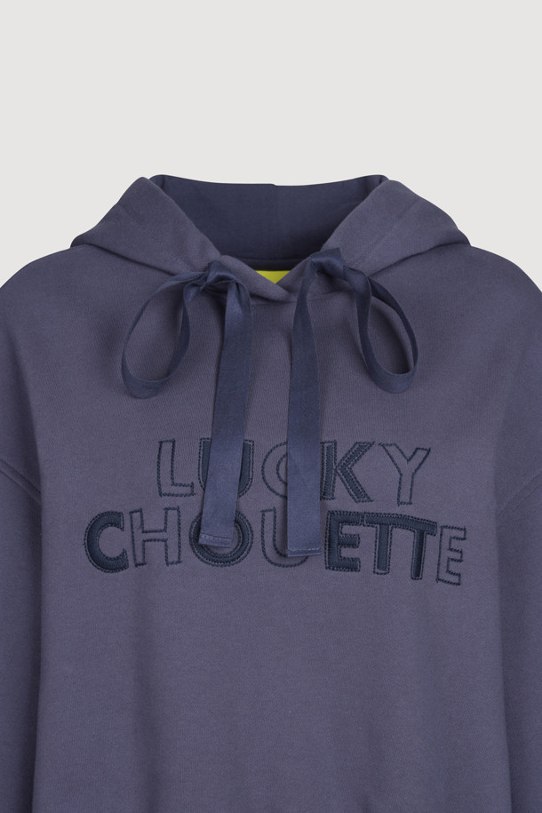 LUCKY CHOUETTE - 티셔츠 - Logo Embroidery Cropped Hoodie T-shirt