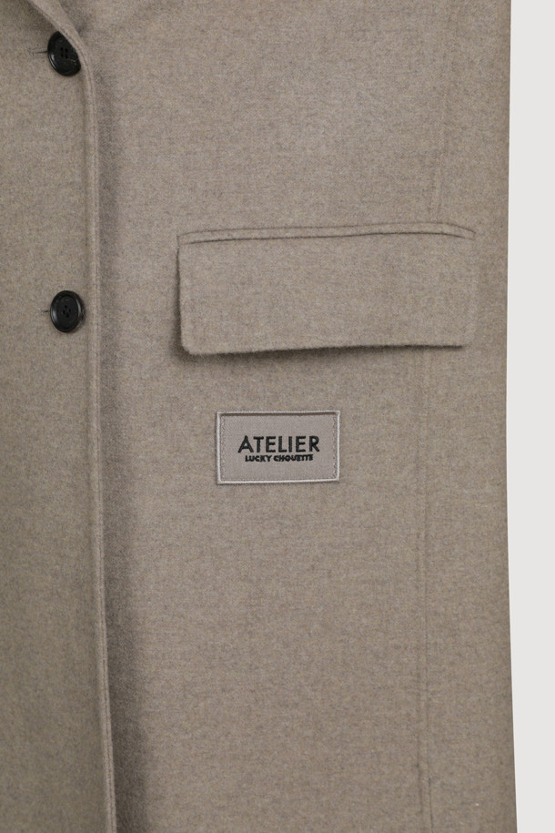 LUCKY CHOUETTE - 코트 - [Atelier] Handmade Detachable Muffler Double Long Coat (melange beige)