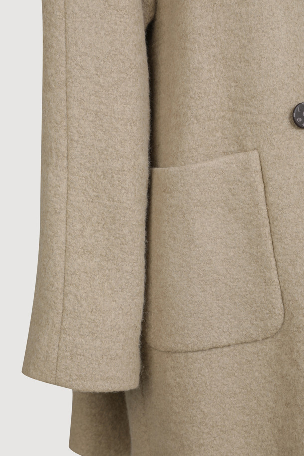 LUCKY CHOUETTE - 코트 - [Atelier] Muffler A-Line Coat (dark beige)