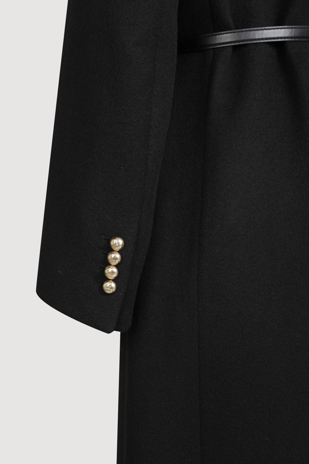 LUCKY CHOUETTE - 코트 - [Atelier] Slim Fit Maxi Long Coat(Optional belt) (black)