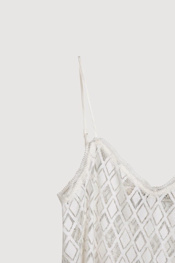 LUCKY CHOUETTE - 민소매 원피스 - [Atelier] Lace Frill Slip Dress (dark ivory)