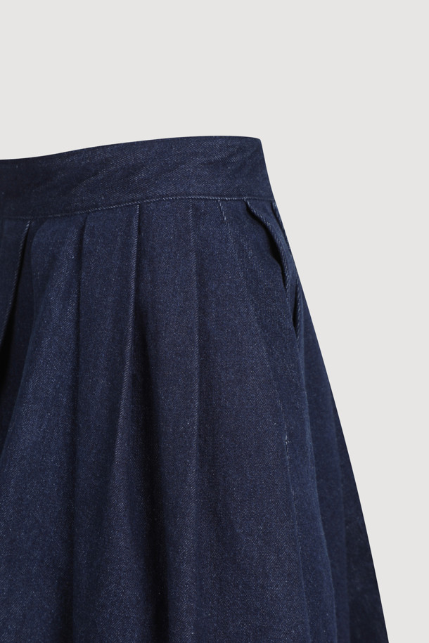 LUCKY CHOUETTE - 데님 - [Atelier] Key Embroidery Volume Denim Skirt (blue)