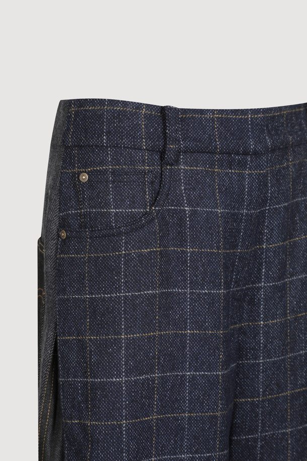 LUCKY CHOUETTE - 롱/미디팬츠 - [Atelier] Check Herringbone Mix Pants (navy)