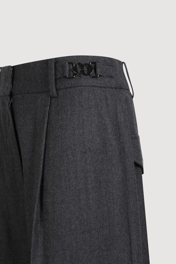 LUCKY CHOUETTE - 롱/미디팬츠 - [Atelier] Out Pocket Wool Baggy Pants (melange grey)