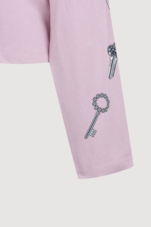 LUCKY CHOUETTE - 긴소매 티셔츠 - [Atelier] Printed Long-Sleeve Crop T-Shirt (pink)