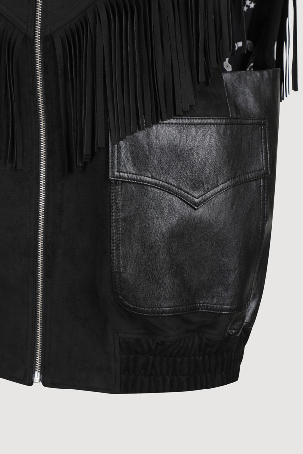 LUCKY CHOUETTE - 베스트 - [Atelier] Fringe Suede Vest (black)