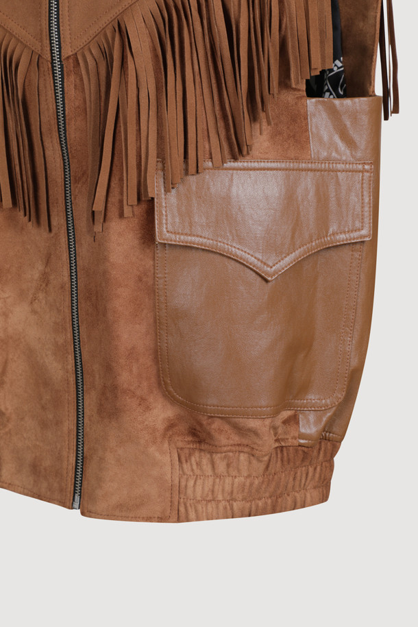 LUCKY CHOUETTE - 베스트 - [Atelier] Fringe Suede Vest (camel)