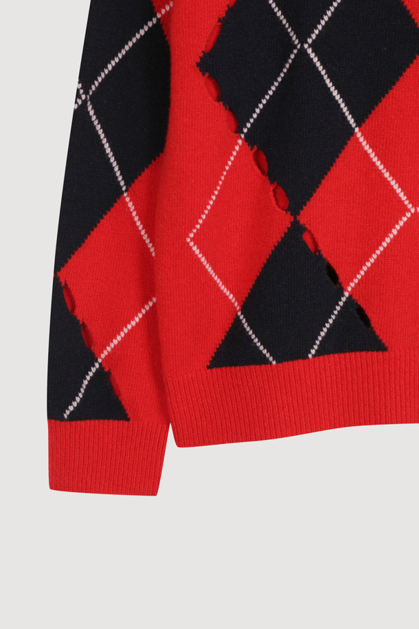 LUCKY CHOUETTE - 스웨터 - [Atelier] Intascasi Argyle Knitwear Pullover (red)