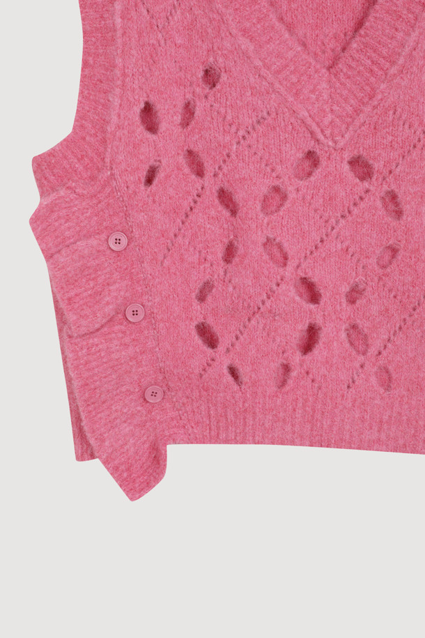 LUCKY CHOUETTE - 스웨터 - [Atelier] Alpaca Scotch Knit Vest (pink)