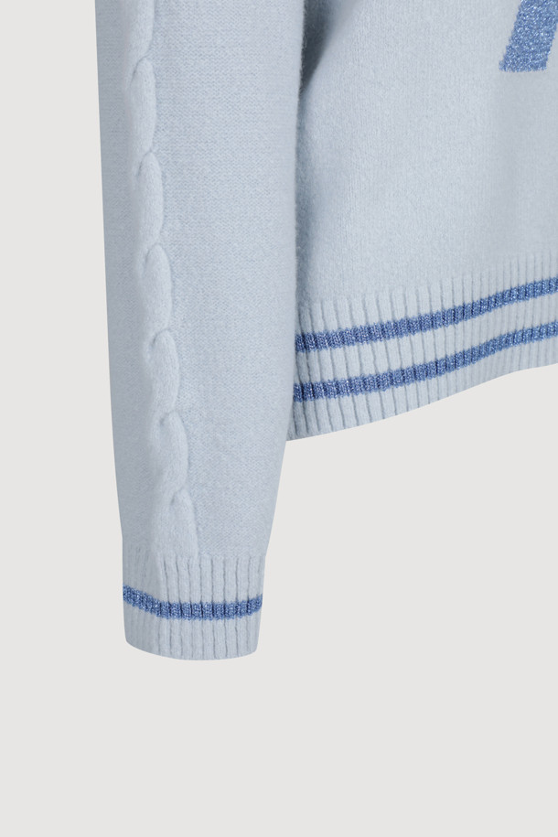 LUCKY CHOUETTE - 스웨터 - [Atelier] One Point Round Neck Knit Pullover (blue)