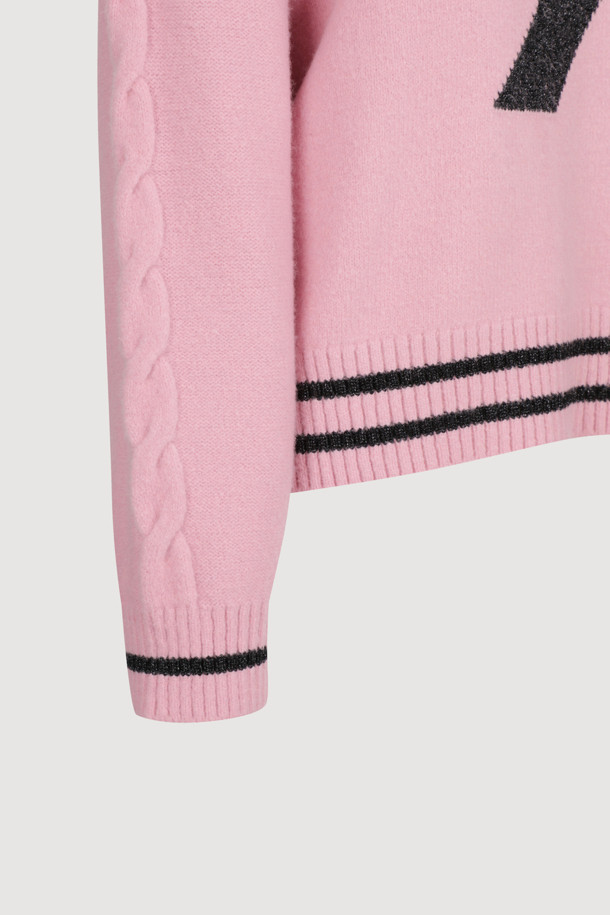 LUCKY CHOUETTE - 스웨터 - [Atelier] One Point Round Neck Knit Pullover (pink)