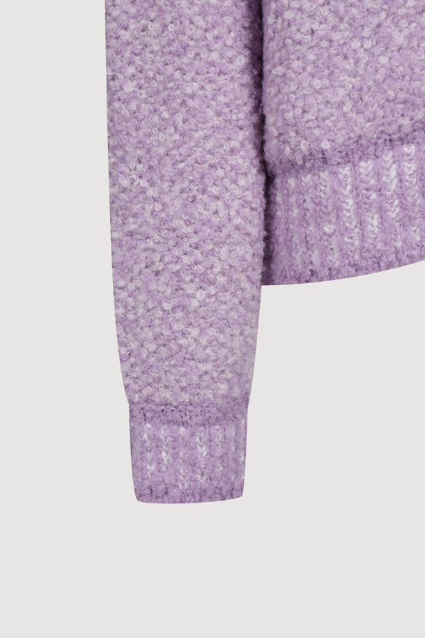 LUCKY CHOUETTE - 가디건 - [Atelier] Boucle Knit Hooded Cardigan (violet)