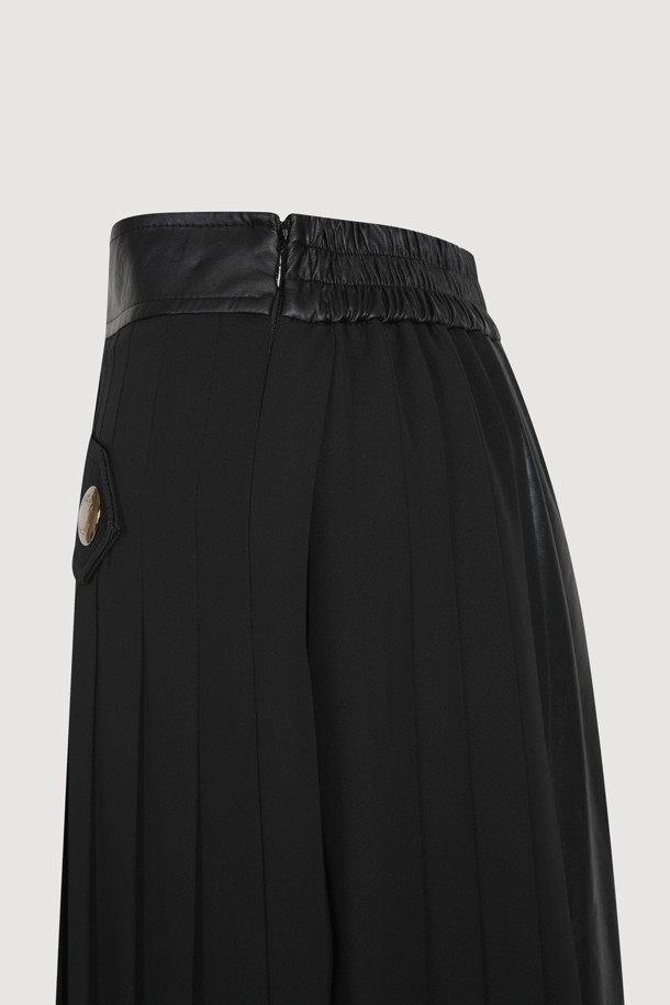 LUCKY CHOUETTE - 스커트/팬츠 - Leather Mix Pleats Skirt