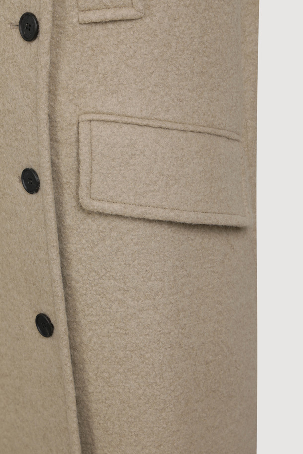 LUCKY CHOUETTE - 코트 - [Atelier] Detachable Neck Button Double Half Coat (dark beige)