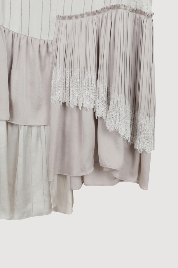 LUCKY CHOUETTE - 민소매 원피스 - [Atelier] Lace Point Stripe Slip Dress (light beige)