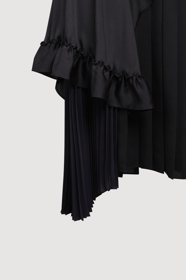 LUCKY CHOUETTE - 민소매 원피스 - [Atelier] Fabric MIX Pleats Slip Dress (black)