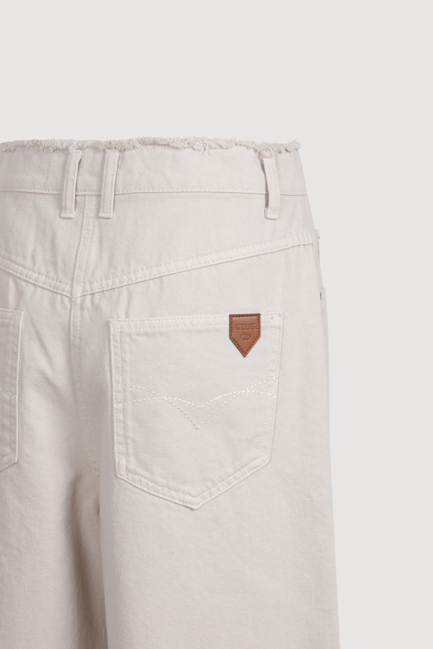 LUCKY CHOUETTE - 롱/미디팬츠 - [Atelier] Denim Wide Pants (light beige)