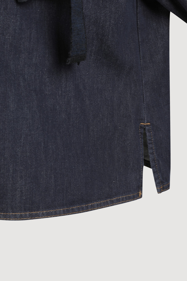 LUCKY CHOUETTE - 블라우스 - [Atelier] String Decoration Denim Shirt (dark blue)