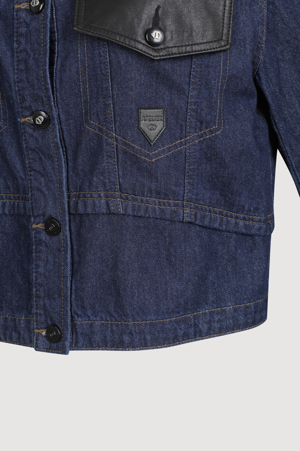 LUCKY CHOUETTE - 블라우스 - [Atelier] Leather Colored Denim Shirt (blue)