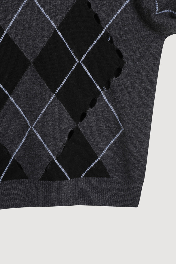 LUCKY CHOUETTE - 스웨터 - [Atelier] Intascasi Argyle Knitwear Pullover (black)