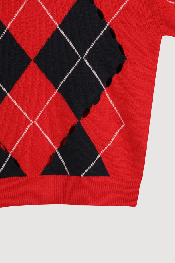 LUCKY CHOUETTE - 스웨터 - [Atelier] Intascasi Argyle Knitwear Pullover (red)