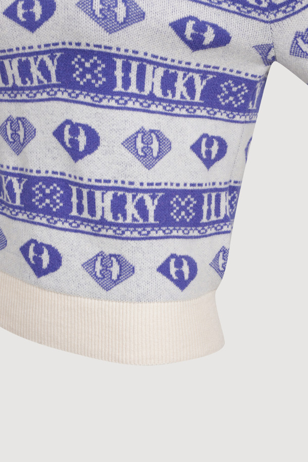 LUCKY CHOUETTE - 스웨터 - [Atelier] Letter+Patterned Jacquard Knitwear Pullover (ivory)