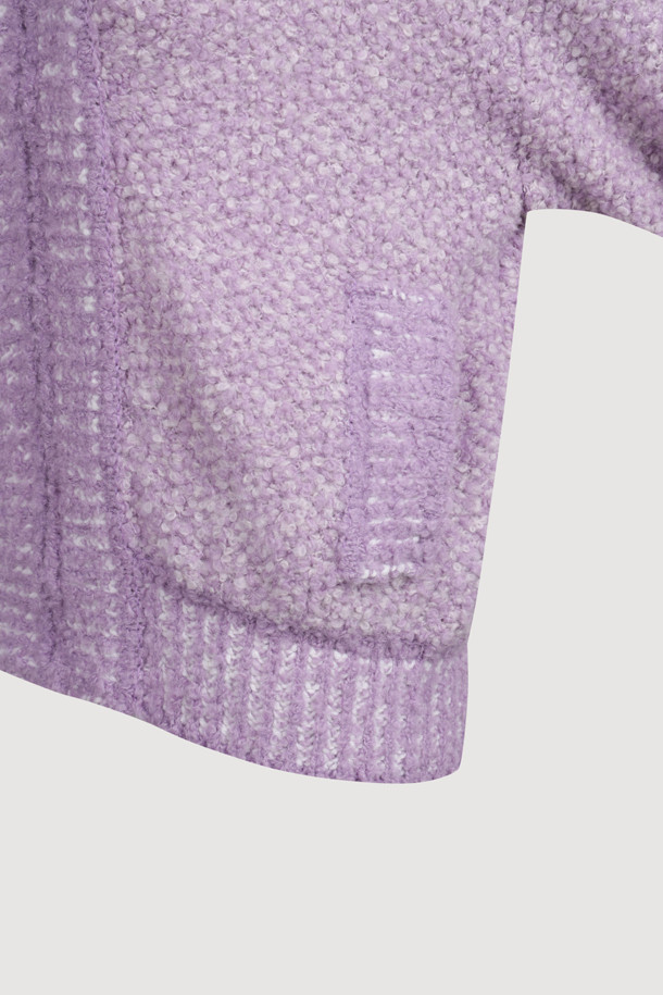 LUCKY CHOUETTE - 가디건 - [Atelier] Boucle Knit Hooded Cardigan (violet)