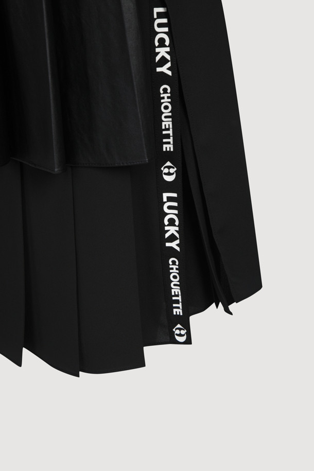 LUCKY CHOUETTE - 스커트/팬츠 - Leather Mix Pleats Skirt