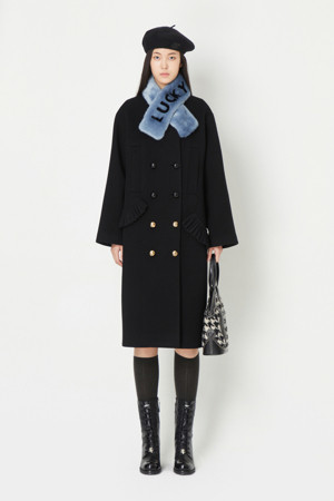 [Re-Order] Round Neck Color Pleated Double Coat