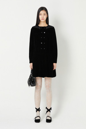 [Holiday Edition] Button Point Velvet Dress