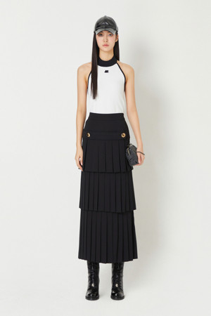 [Holiday Edition] 3-Tier Pleats Back Banding LongSkirt 