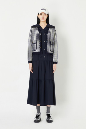 Hound Tooth Check Jacquard Knit Cardigan