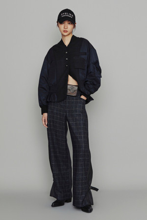 [Atelier] Check Herringbone Mix Pants (navy)