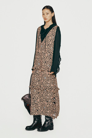 Leopard Print Sleeveless Long Dress