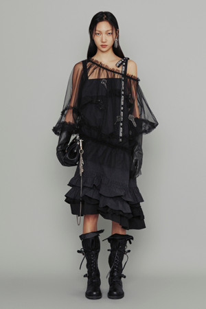 [Atelier] Check Frill Tiered Dress (black)