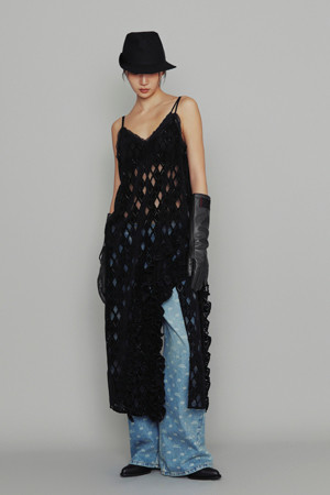 [Atelier] Lace Frill Slip Dress (black)